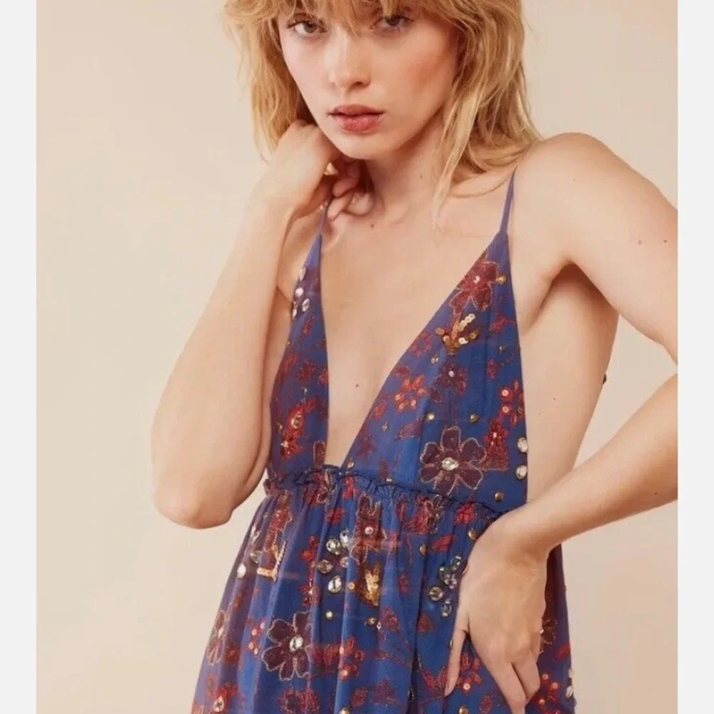 NWT! Free People “all the jewels” floral embroidered maxi dress L - Picture 4 of 8